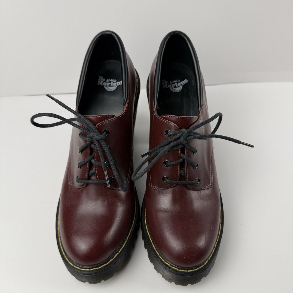 Dr. Martens Salome Red Leather Chunky Heel Platform Womens US Size 9 - Picture 3 of 10